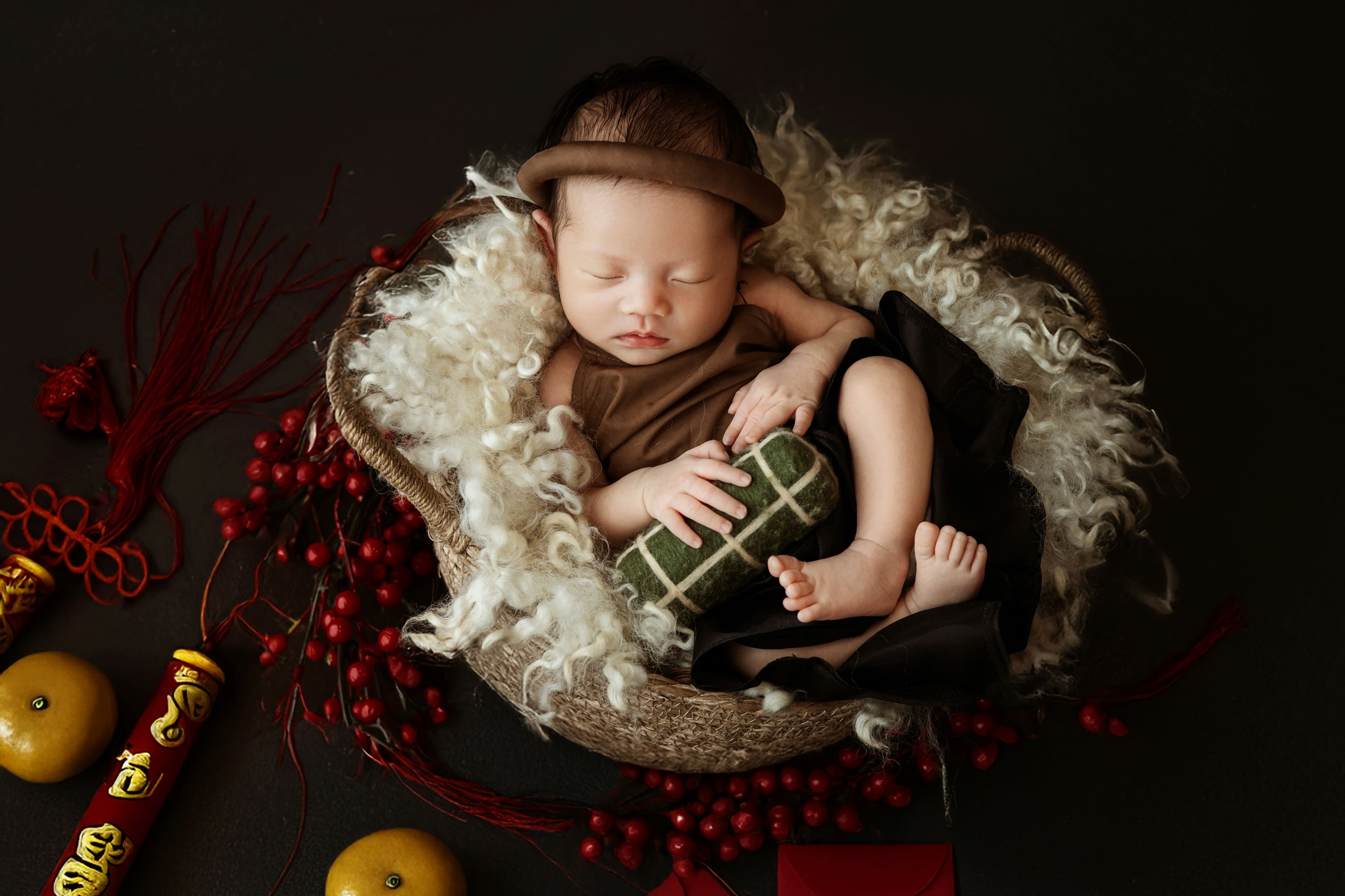 The baby's first celebration: Tiptoeing into the New Year.